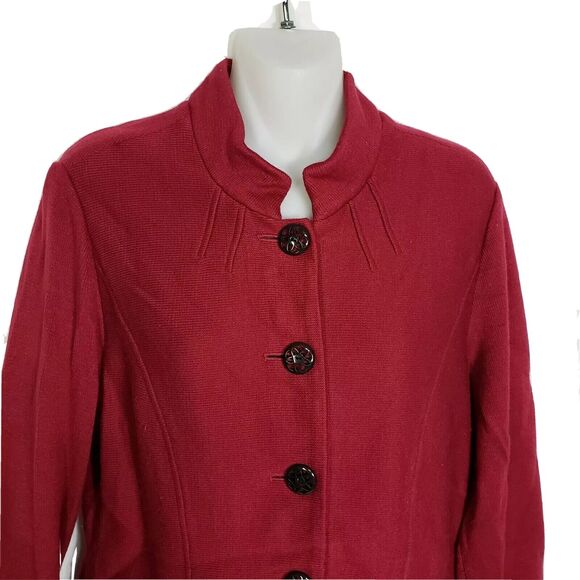 Coldwater Creek Womens Jacket Size 10 Tailored Fit Maroon Button Up Long Sleeve - Picture 3 of 10